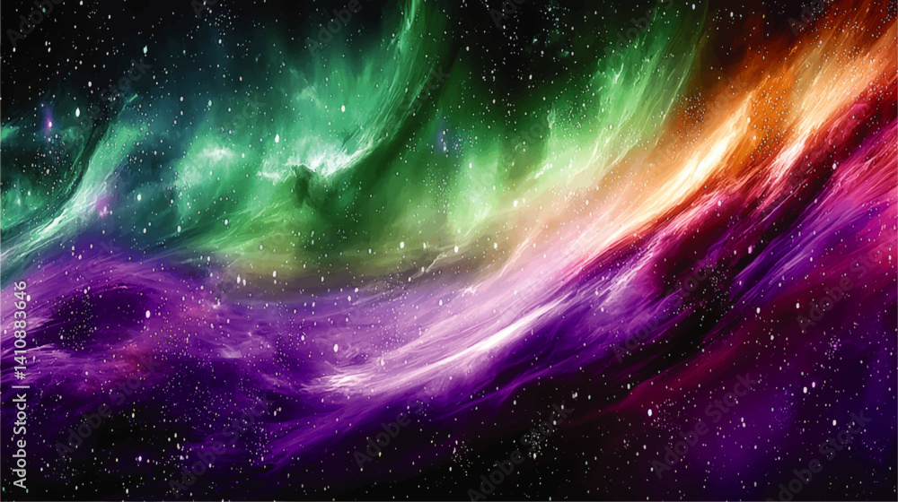 Wall mural mesmerizing colorful space galaxy vector illustration background with cosmic nebula design and vibra