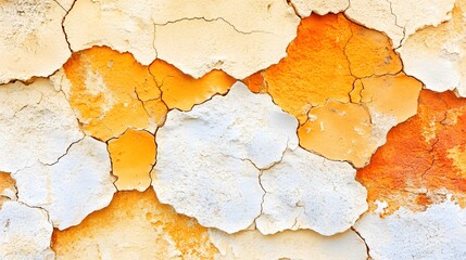 Obraz premium Cracked Wall Texture Background Orange White Aged Plaster
