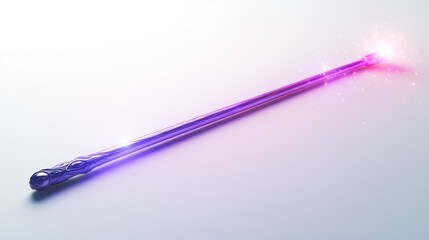 Magical Wand Emitting a Radiant Purple Light Fantasy Magic Tool for Enchantment and Spell Cast
