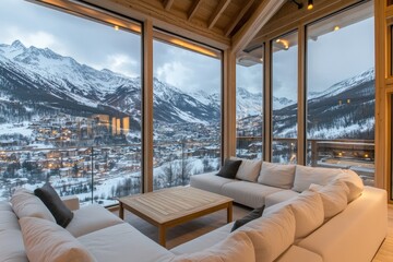 Fototapeta premium Mountaintop Living Room with Panoramic Views