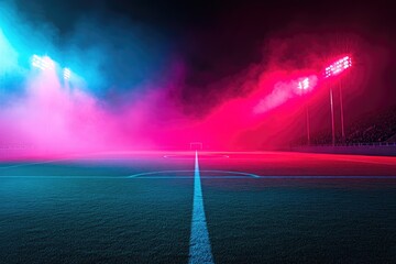 Night soccer field under vibrant lights