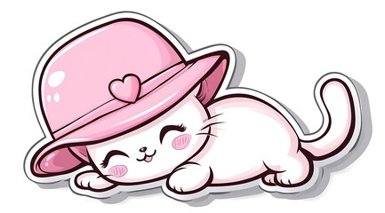 Fototapeta premium design cute animal sticker wear suite with line color style more action in white background isolated on white,clip art ,remain space between border each corner and rainbow and toy and hat and heart 