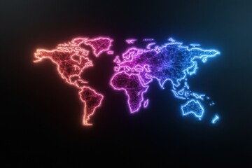 Neon map of the world