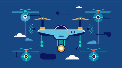 With their advanced AI capabilities the drones can predict and identify potential issues with the eVTOLs before they even occur minimizing the risk of accidents and ensuring a. Vector illustration