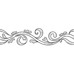 Elegant Black and White Floral Border: Hand-drawn, Vector Illustration