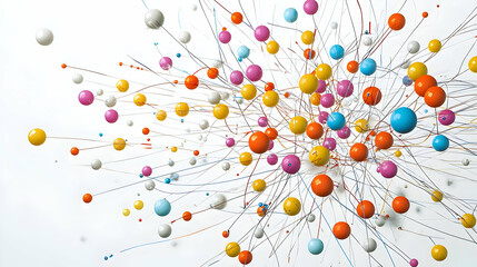 Abstract Colorful Spheres Explosion On White Background