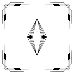 Art Deco Geometric Frame with Diamond Center, Minimalist Design