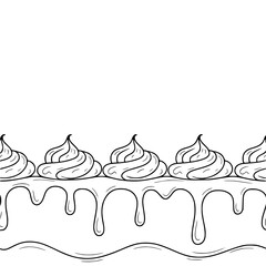 Decorative Drip Cake Border: Line Art in Black & White