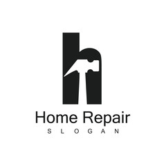Hammer logo, Letter H Home reparation and real estate symbol
