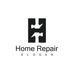 Hammer logo, Letter H Home reparation and real estate symbol