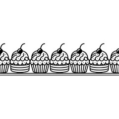 Simple Black and White Cupcake Border Design