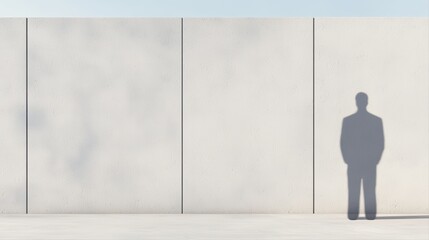 Fototapeta premium Shadow of a businessman on a minimalist concrete wall