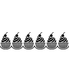 Minimalist Cupcake Line Art with Cherries on Top