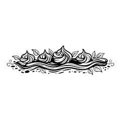Black & White Decorative Floral Border Element, Hand-Drawn, Vector