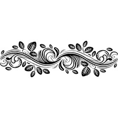Elegant Black Floral Swirl Border on White, Vector Illustration
