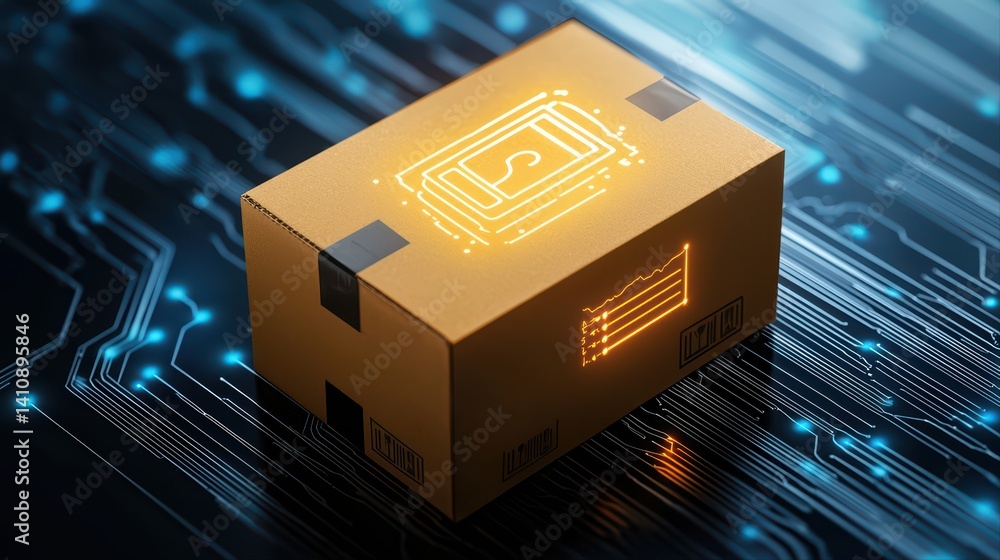 Poster digital package concept with circuit background design