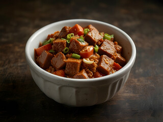 Fototapeta premium Jambalaya - Smoky rice dish with tender beef and peppers