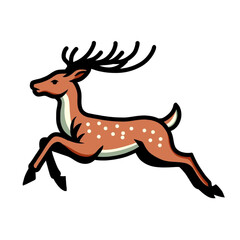 Illustration of vector design of a deer is jumping, deer icons, deer logos, very good as a sticker, with a plain background.