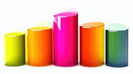 Vibrant Gradient Cylinders A 3D Illustration Featuring Colorful Shiny Shapes for Design and P
