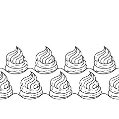 Whimsical Icing Pattern: Black and White Doodle Border