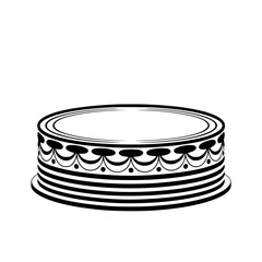 Elegant Minimalist Cake Illustration, Black & White Vector Design