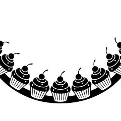 Black and White Cupcake Border Design