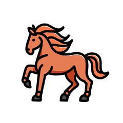 Illustration of vector design a horse lifts one leg, horse icon, horse logo, very good as a sticker, with a plain background.