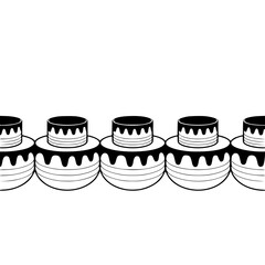 Black and White Cake Border: Vector Design for Celebrations and Events