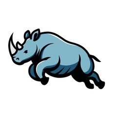 Illustration of vector design a rhino is jumping, rhino icon, rhino logo, very good as a sticker, with a plain background.