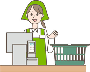 スーパーのレジ係の店員
