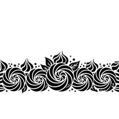 Elegant Black & White Floral Border Design Element