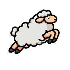 Illustration of vector design a sheep is jumping, sheep icon, sheep logo, very good as a sticker, with a plain background.