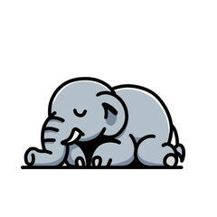 Illustration of vector design of an elephant is sleeping, elephant icon, elephant logo, very good as a sticker, with a plain background.