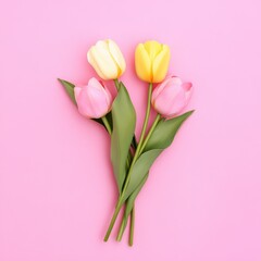 Tulips on pink background