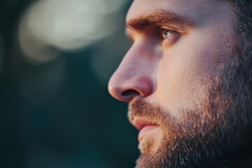 Obraz premium Man portrait side view close-up