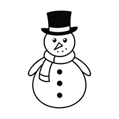 Silhouette of Snowman with Scarf and Top Hat