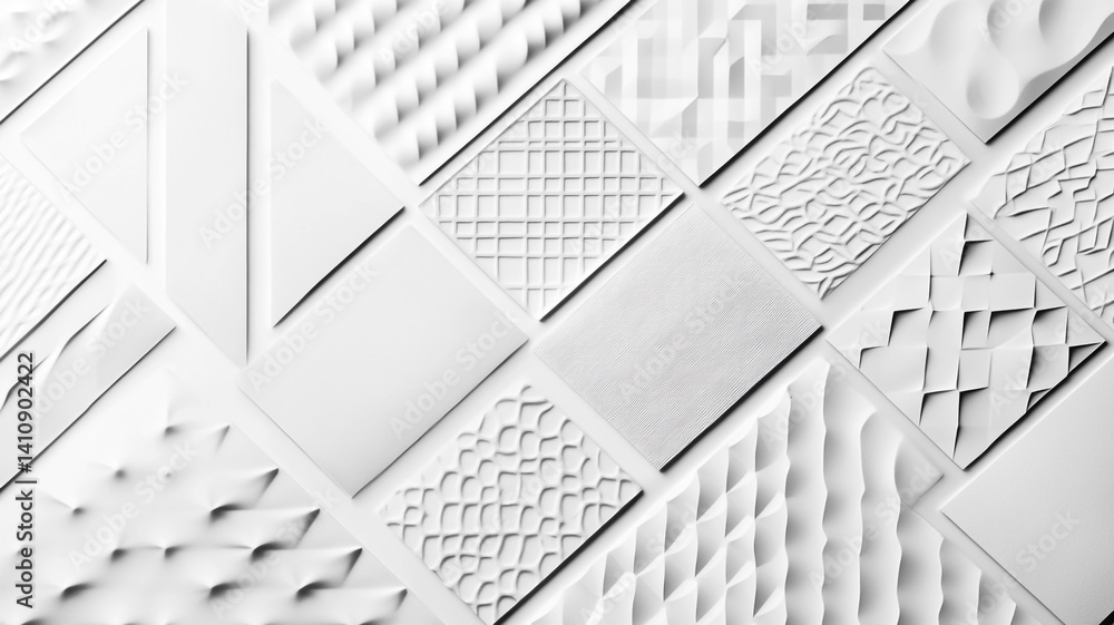 Poster abstract white textures composition with varied patterns and designs for backgrounds and creative pr