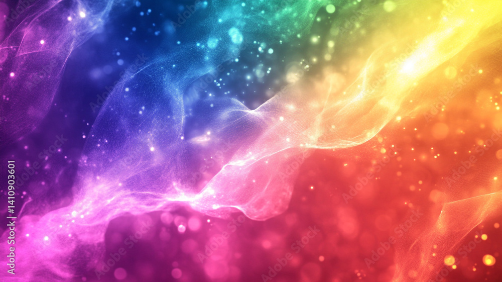 Poster colorful abstract background with swirling patterns and bright bokeh effects for artistic and creati