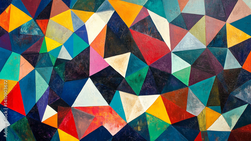 Aufkleber vibrant abstract geometric art with colorful triangles and bold patterns for creative spaces and mod