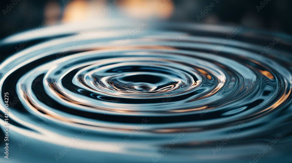 Poster rippling water surface with circular patterns and soft reflections captured in a calm environment hi