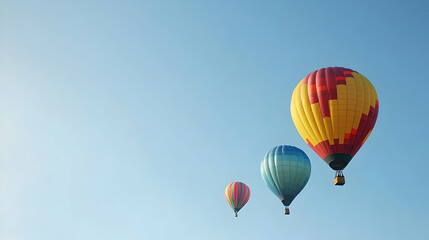 Fototapeta premium Colorful Hot Air Balloons Against A Clear Blue Sky