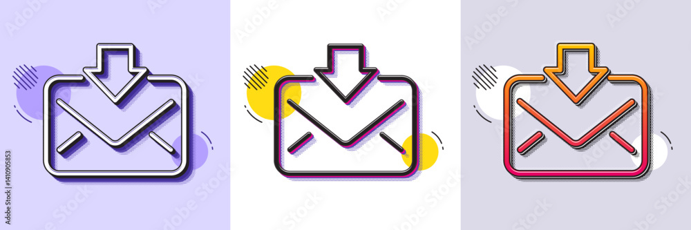 Poster mail download line icon. halftone dotted pattern. gradient icon with grain shadow. incoming messages