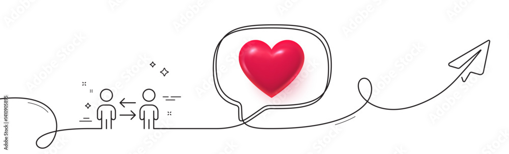 Poster teamwork business line icon. continuous line with share plane. meeting sign. people management symbo