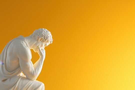 Marble statue in deep thought