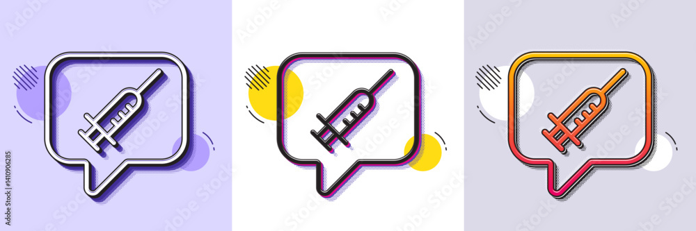 Poster vaccine message line icon. halftone dotted pattern. gradient icon with grain shadow. vaccination syr