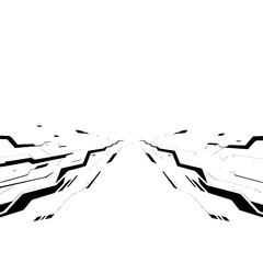 Abstract Tech Line Art Perspective, Futuristic Data Flow, White Background