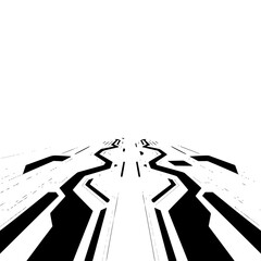 Futuristic Circuit Board Perspective, Monochrome Tech Design