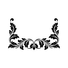 Elegant Black Floral Border Design Element on White Background
