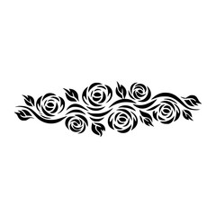 Elegant Black Floral Border Ornament - Vector Silhouette Design