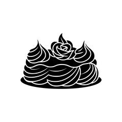 Minimalist Black & White Cake Illustration with Floral Decoration